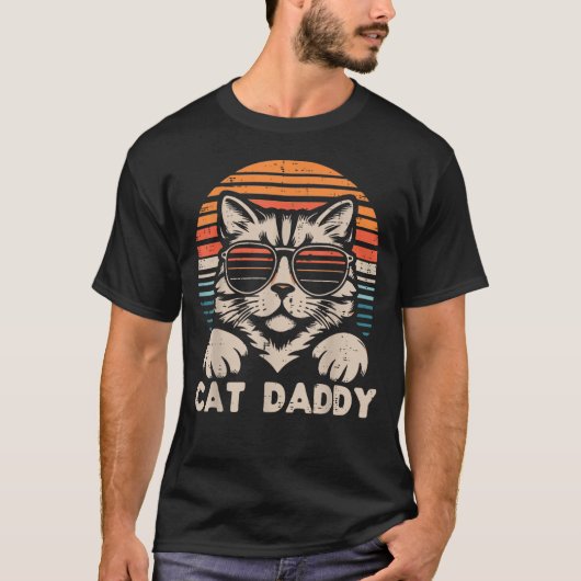 Cat Daddy Sunglasses Sunset Retro Dad kitten T-shirt (Voorkant)