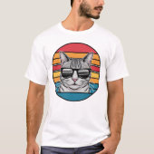 Cat Daddy Sunglasses Sunset Retro Fur Dad Papa T-shirt (Voorkant)