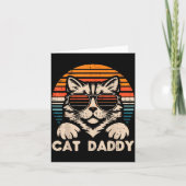 Cat Daddy Sungles Sunset Retro Fur Dad Papa Kitten Kaart (Voorkant)