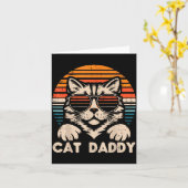 Cat Daddy Sungles Sunset Retro Fur Dad Papa Kitten Kaart (Gele Bloem)