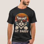 Cat Daddy Sungles Sunset Retro Fur Dad Papa Kitten T-shirt (Voorkant)