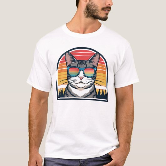 Cat Daddy Zonnebril Sunset Retro Bont Papa Vader T-shirt (Voorkant)