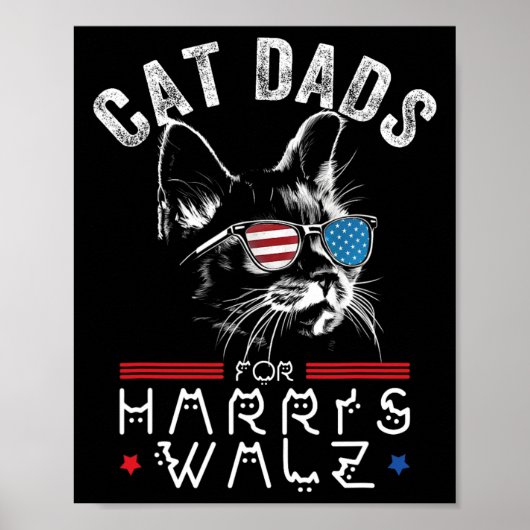 Cat Dads voor Harris Waltz 2024 Amerikaanse vlag Poster (Voorkant)