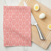 Cat Damask Coral en Blush Keuken Handdoek (Quarter Fold)