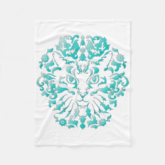 Cat Damask Fleece Blanket (Voorkant)