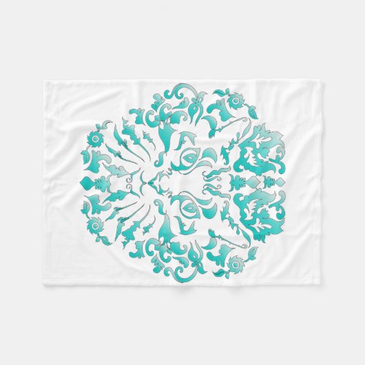 Cat Damask Fleece Blanket Deken (Voorkant (Horizontaal))