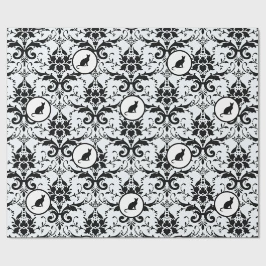 Cat Damask in lichtblauw Cadeaupapier (Vlak)