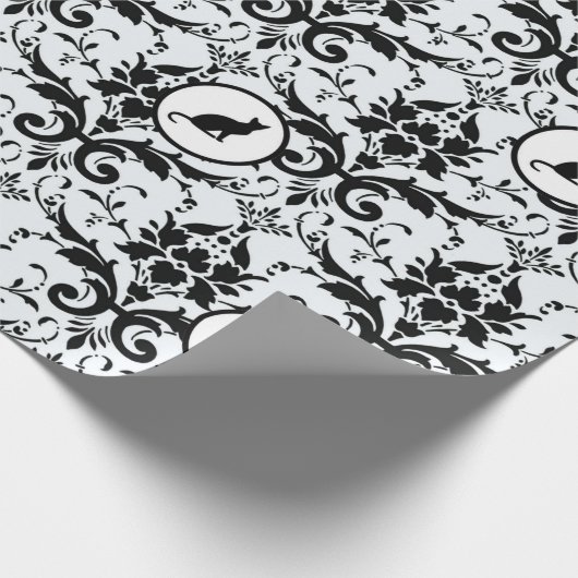 Cat Damask in lichtblauw Cadeaupapier (Hoek)