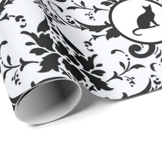 Cat Damask in lichtblauw Cadeaupapier (Rol Hoek)