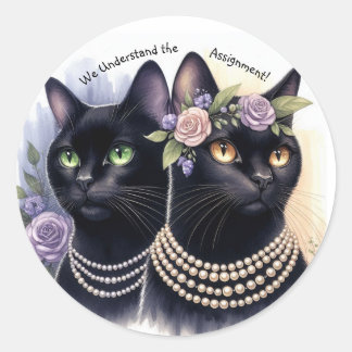 Cat dames begrijpen de opdracht ronde sticker