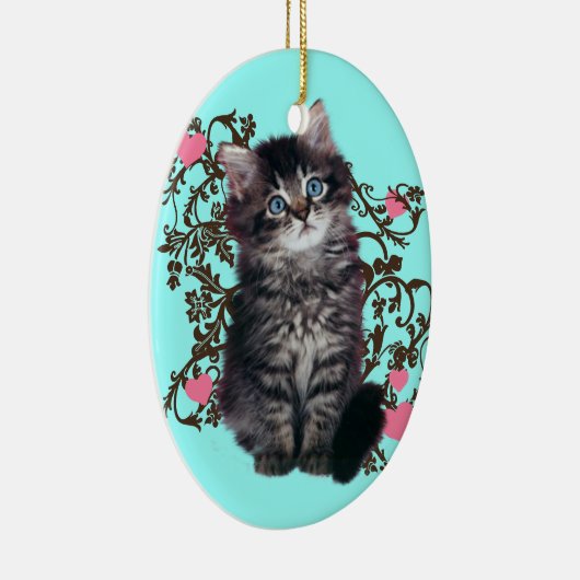 Cat Dames Rejoice Cute Kitten Keramisch Ornament (Rechts)