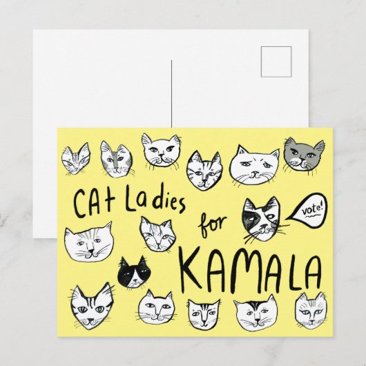 CAT DAMES voor KAMALA Schattigee VERKIEZING Briefkaart (Voorkant / Achterkant)