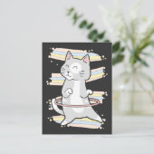 Cat Dance Lover Cute Hula Hoop Kat Briefkaart (Staand voorkant)