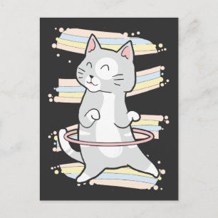 Cat Dance Lover Cute Hula Hoop Kat Briefkaart