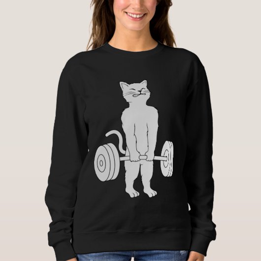 Cat Deadlif Powerlifting Kitty Weightlifting Cat Trui (Voorkant)