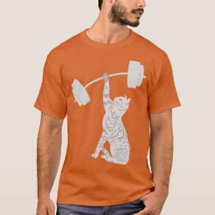 Cat Deadlift Funny Fitness Gym Lover Cat BarBel T-shirt