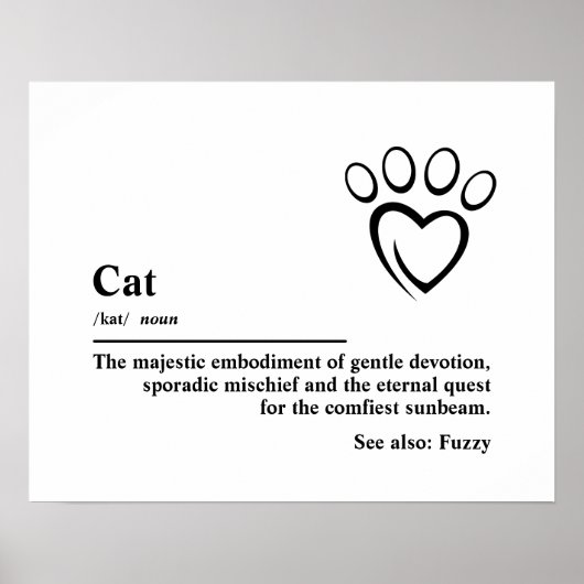 Cat Definition Wall Art Typography Poster (Voorkant)