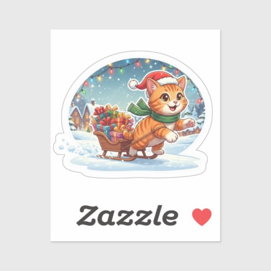 Cat Delivery Express Funny Christmas Presents  Sticker (Vel)