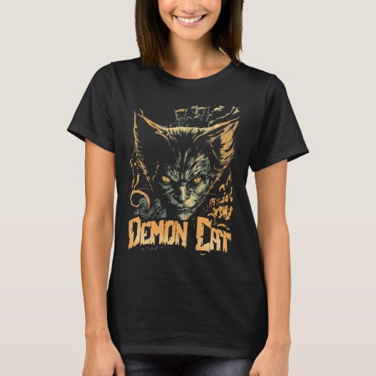 Cat Demon Cat Evil Sinister Kitty T-shirt (Voorkant)
