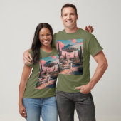Cat Desert UFO Vermoeidheid Groen T-shirt (Unisex)