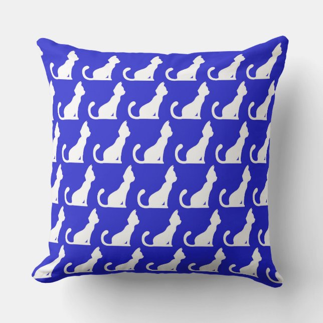 Cat Design blauw Sierkussen (Voorkant)