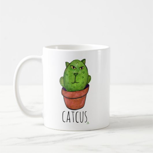Cat Design Cartoon van Catcus Pet Cactus Koffiemok (Links)