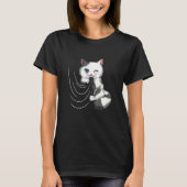 Cat Design Cat Cuddles With Duvet Plays With Curta T-shirt (Voorkant)