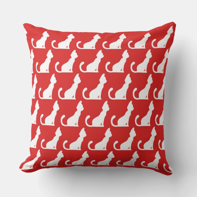 Cat Design Rood Sierkussen (Voorkant)