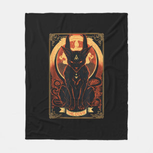 Cat Devil Tarot Kaart Grafische illustratie Fleece Deken