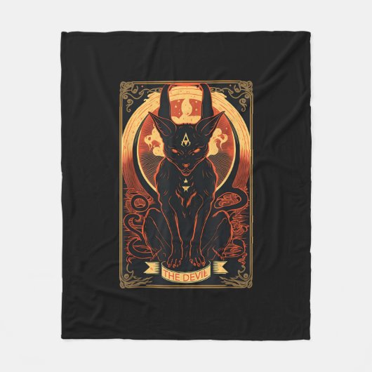 Cat Devil Tarot Kaart Grafische illustratie Fleece Deken (Voorkant)