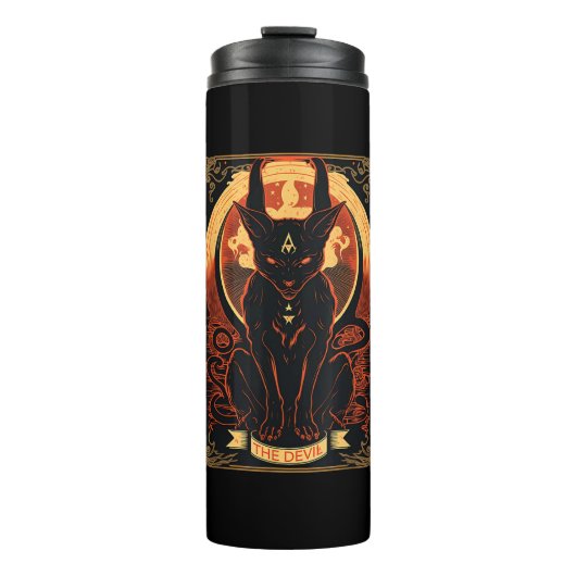 Cat Devil Tarot Kaart Grafische illustratie Thermosbeker (Voorkant)