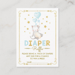 Cat Diaper Raffle Boy Kitten Blue Gold Baby Insert Informatiekaartje