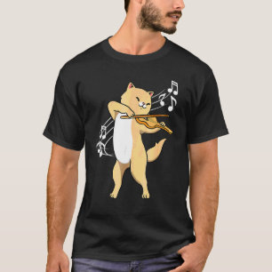 Cat die Violin Violinist Fun Cats speelt die jol s T-shirt