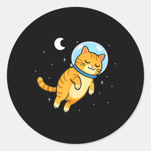 Cat Dierenvriend Astronaut Space Moon Mom Dad Kind Ronde Sticker (Voorkant)