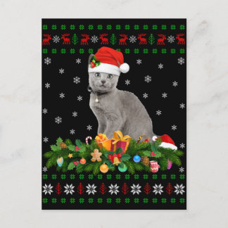 Cat Dierenvriend Santa Hat Oegaal Russisch Blauwe Briefkaart