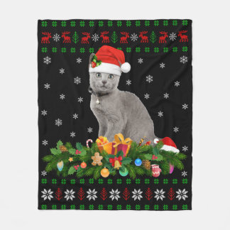 Cat Dierenvriend Santa Hat Oegaal Russisch Blauwe Fleece Deken
