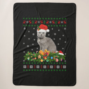 Cat Dierenvriend Santa Hat Oegaal Russisch Blauwe Sherpa Deken