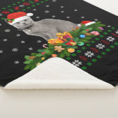 Cat Dierenvriend Santa Hat Oegaal Russisch Blauwe Sherpa Deken (3/4)
