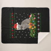 Cat Dierenvriend Santa Hat Oegaal Russisch Blauwe Sherpa Deken (Voorkant (horizontaal))
