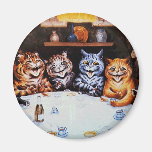 Cat Dinner Party Louis Wain Artwork Magneet (Voorkant)