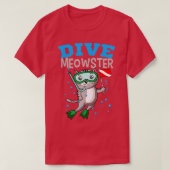 Cat Diver Meowster Scuba duikend onder vlag T-shirt (Design voorkant)