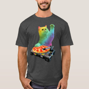 Cat DJ Cat Pizza Cat Pizza Cat DJ Topjes Funny Cat T-shirt
