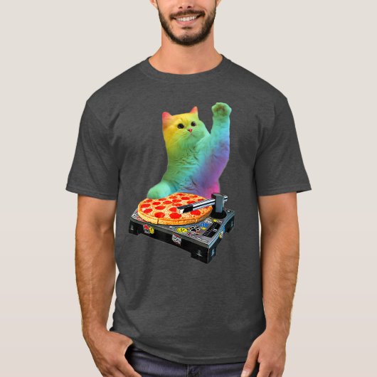 Cat DJ Cat Pizza Cat Pizza Cat DJ Topjes Funny Cat T-shirt (Voorkant)