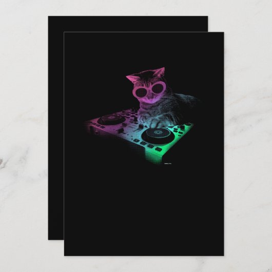 Cat DJ gift Bedankkaart (Voorkant / Achterkant)