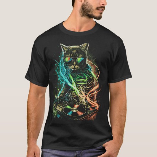 Cat DJ Hoofdtelefoon Kitten House Muziek Kat T-shirt (Voorkant)