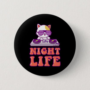 Cat DJ Music Kitten Rave Disco Kat Animal Pet Gi Ronde Button 5,7 Cm