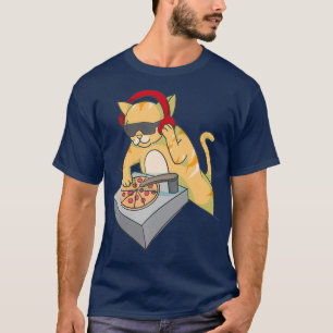 Cat DJ Pizza Shirt Cool Kat Disk Jockey Funny
