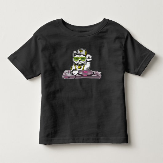 Cat DJ Techno Music Lover Electro Musician Kinder Shirts (Voorkant)