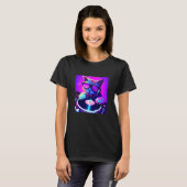 Cat DJ Vaporwave Aesthetische Mannen jongens meisj T-shirt (Voorkant volledig)