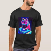 Cat DJ Vaporwave Aesthetische Mannen jongens meisj T-shirt (Voorkant)